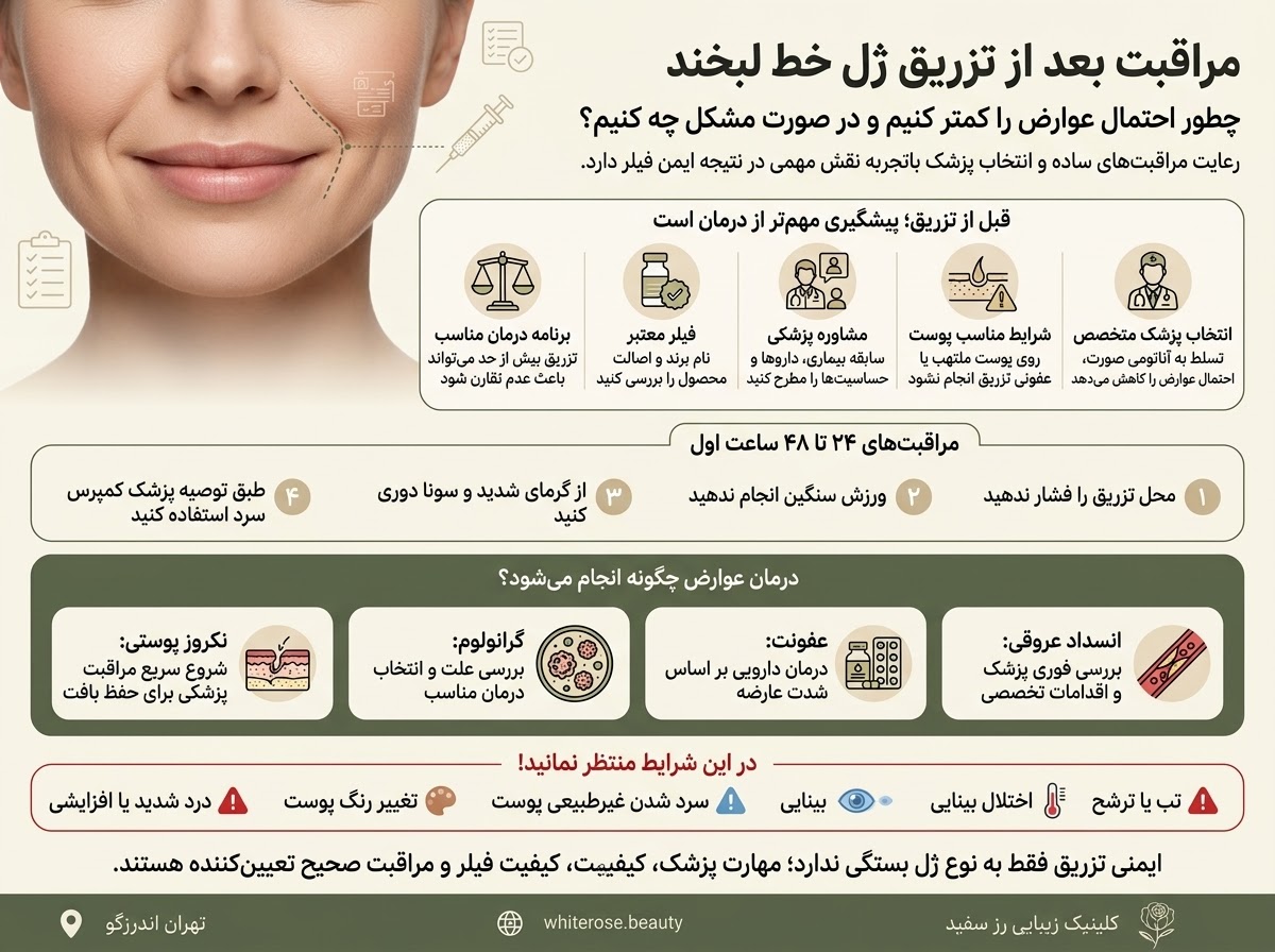 عوارض تزریق ژل برای خط لبخند