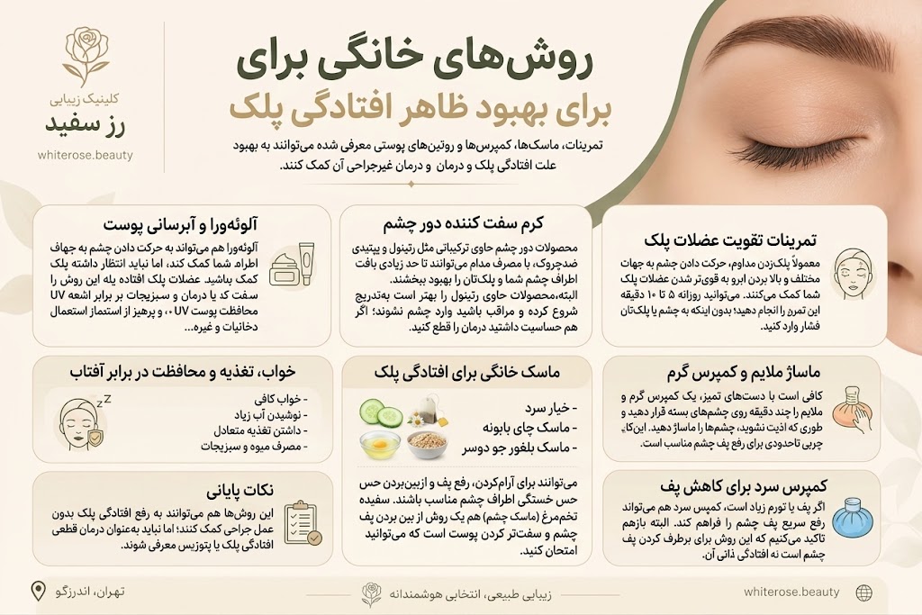 درمان افتادگی پلک بدون جراحی در خانه